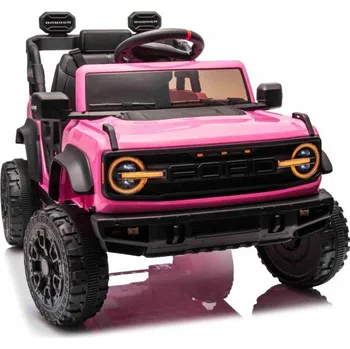 Dětské elektrovozidlo Elektrické autíčko Beneo Ford Bronco s pohonem zadních kol s licencí (Jednomístné), růžové, Lithiová baterie, Vysoký podvozek, široké sedátko, Odpružená zadní náprava, 2,4 GHz Dálkový ovladač, MP3 přehrávač s USB, LED