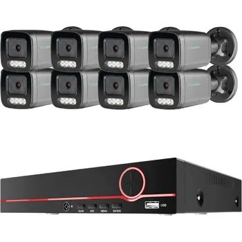 Bezpečnostní kamera 8MP IP PoE kamerový set, 8 kamer, ColorVu, XM