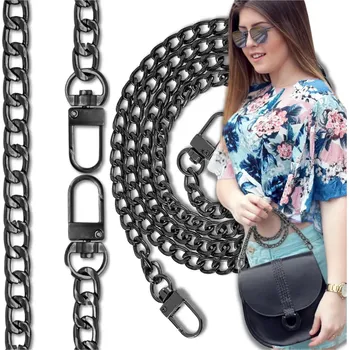 Kabelka Dlouhý kovový řetízek na kabelku, černý, 120 cm