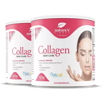 Kloubní výživa Nature's Finest Collagen Skin Care 1+1 | prémiový rybí kolagen na pleť | mořský kolagen pro elasticitu, hydrataci, pevnost | vitamin C, MSM, ašvaganda