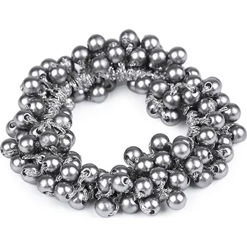 Výprodej - Gumička do vlasů s perlami - hematit Varianta: 4 šedá hematit, Balení: 1 ks