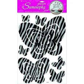 samolepka Samolepky pokoj. dekorace motýli se stříb. glitr. pruhy 60x32cm /10008/