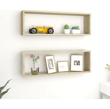 Obývací pokoj vidaXL Nástěnné obdélníkové police 2 ks 80 x 15 x 26,5 cm [815915] Barva: dub sonoma