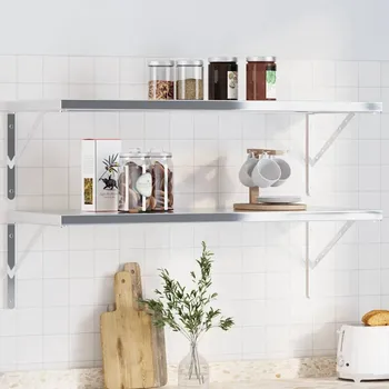 police Policové držáky 4 ks 40 x 2,5 x 25 cm stříbrné nerezová ocel - 8721012408920