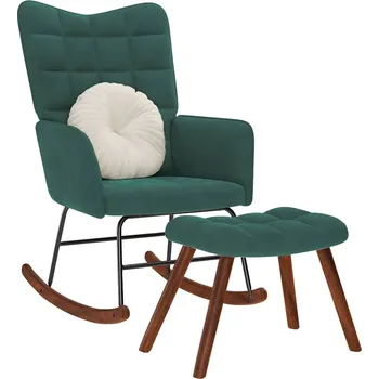 Křeslo Houpací křeslo s stoličkou tmavě zelené sametové - 8721158362704