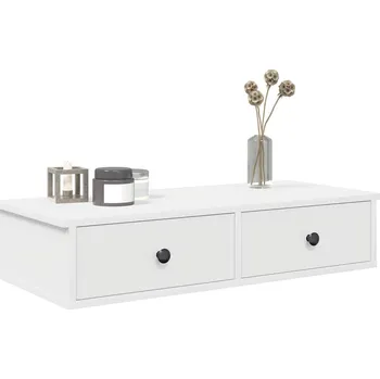 police Nástěnná police se zásuvkami bílá 80x34x17 cm kompozitní dřevo - 8721158649812