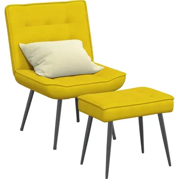Obývací pokoj Relaxační křeslo se stoličkou žluté samet - 8721102928291
