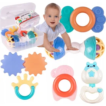 Kousátko s chrastítkem Stator, guma a plast, vícebarevné