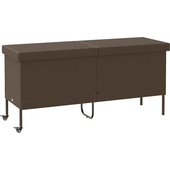 Zahradní úložný box Zahradní úložný box s kolečky hnědý 160x55x75 cm polyratan - 8721158648488