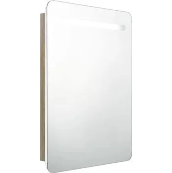Koupelnový nábytek LED koupelnová skříňka se zrcadlem bílá a dub 60 x 11 x 80 cm - 8720286332719