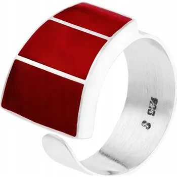 Prsten Stříbrný Prsten s Červeným Korálem Prstýnek s Korálem Velikost 12