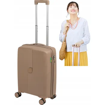 Kabinový kufr malý béžový, z polypropylenu na kolečkách Wowbag 7918 S
