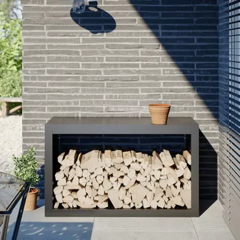 Stojan na palivové dříví antracitový 100 x 40 x 60 cm ocel - 8721102914140