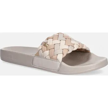 Dámské pantofle Pantofle Tommy Hilfiger TH CORNROW POOL SLIDE FW0FW09039 béžová 80X, EUR 39