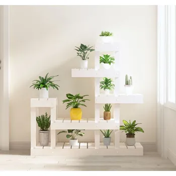 Stojan na květiny Stojan na rostliny Bílý 92 x 25 x 97 cm masivní borové dřevo - 8720287206002