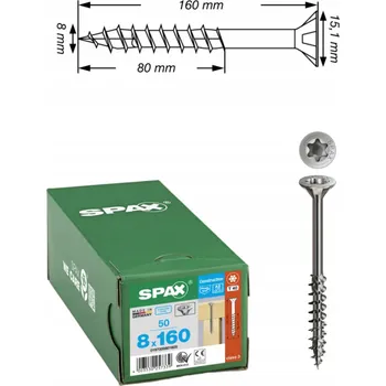 Vrut Vruty do dřeva Spax 8 x 160 mm 50 ks