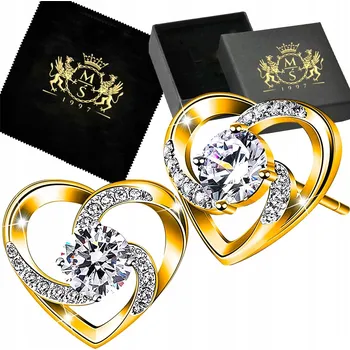 Náušnice Dámské Náušnice Mennica Świdnicka srdíčka zlato-stříbrné