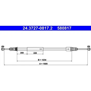 Lanko parkovací brzdy Tažné lanko, parkovací brzda ATE 24.3727-0817.2