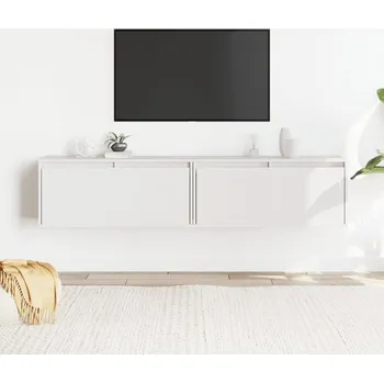 Příborník do zásuvky Nástěnné skříňky 2 ks bílé 80 x 30 x 35 cm masivní borové dřevo - 8720286840504