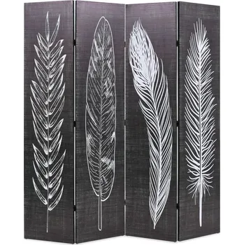 Paraván Skládací paraván 160 x 170 cm pírka černobílá - 8718475593621