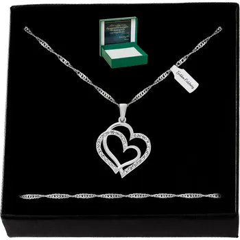 Náhrdelník NÁHRDELNÍK SRDCE SE ZIRKONY JAKO DÁREK STŘÍBRO 925