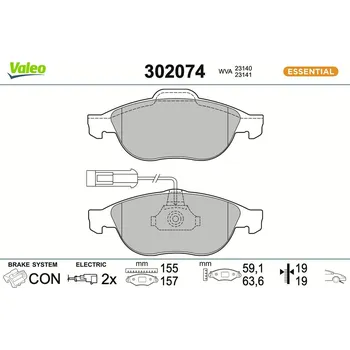Brzdová destička Sada brzdových destiček, kotoučová brzda VALEO 302074