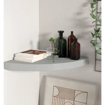 police Plovoucí rohová police šedá 35 x 35 x 3,8 cm MDF - 8720286075531