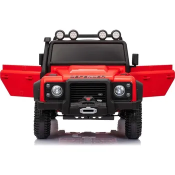 Dětské elektrovozidlo Beneo Elektrické autíčko Land Rover Defender 110 SVX 12V, červené, 4X4 pohon, LED světla, přední i zadní odpružení kol, 2.4 GHz dálkové ovládání, USB/Aux Vstup, Bluetooth, Lithiová baterie, 4 X 25W motor, ORIGINÁL licence