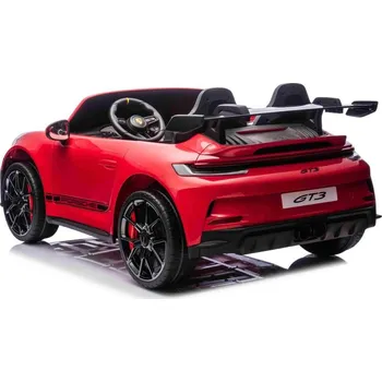 Dětské elektrovozidlo Beneo Elektrické autíčko Porsche 911GT3 24V 4x4, červené, dvojsedadlo, 2,4GHz dálkové ovládání, USB/AUX vstup, 200W motory, odpružení, lithiová baterie, LED světla vpředu a vzadu, ORIGINÁLNÍ licence