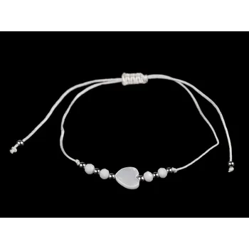 Náramek Výprodej - Náramek shamballa perleťové srdce - bílá Varianta: 1 bílá, Balení: 1 ks