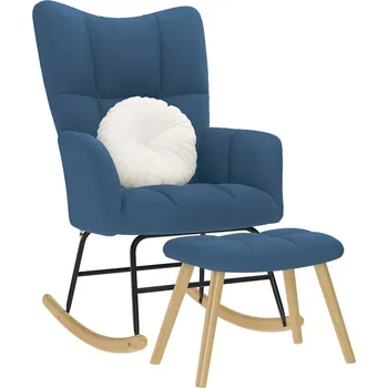 Křeslo Houpací křeslo s podnožkou modré textil - 8721158362339