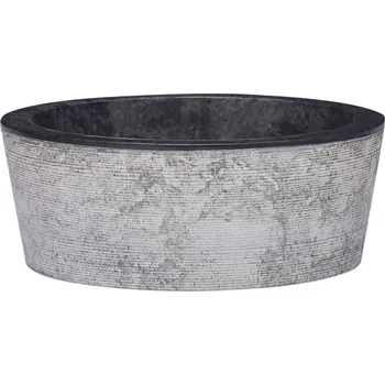 Umyvadlo černé Ø 40 x 15 cm mramor - 8720286300893