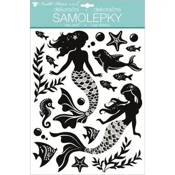 Samolepící dekorace Samolepky na zeď s glitry 42x28 cm, mořské panny / 15111