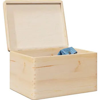 Úložný box Dřevěná box s víkem 40x30x23 cm masivní borové dřevo - 8721158359803