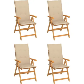 Zahradní židle 4 ks béžové podušky masivní teak - 8720286297810