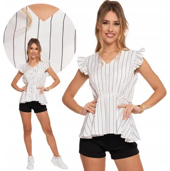 Dámská halenka Dámská halenka s motýlkovými rukávy, zvýrazněný pas, krátký rukáv MORAJ L