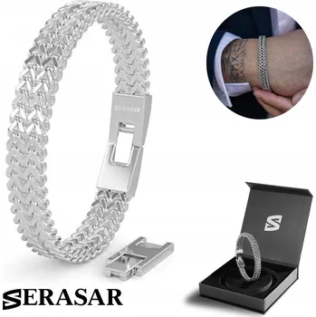 Náramek Pánský náramek z nerezové oceli SERASAR [Franco] - Stříbrný - 23 cm - E0