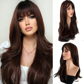 Paruka Paruka dlouhé syntetické hnědé vlasy Althair dámská