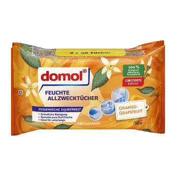 Vlhčený ubrousek Domol Vlhčené ubrousky univerzální pomeranč-grapefruit 100 ks