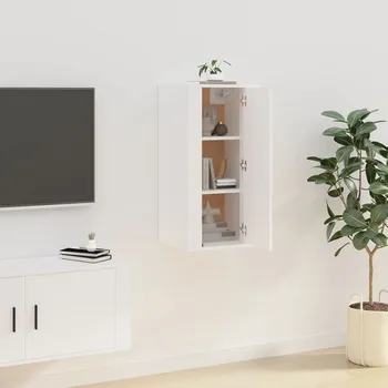 Televizní stolek Nástěnná TV skříňka bílá 40 x 34,5 x 80 cm - 8720845667818
