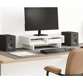 Držák monitoru Stojan na monitor bílý 50 x 27 x 15 cm kompozitní dřevo - 8721158390301