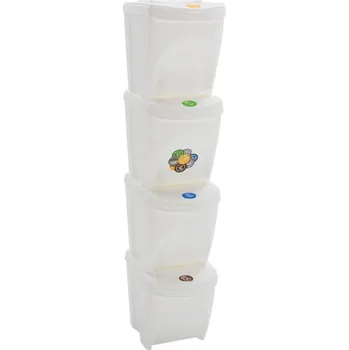 Odpadkový koš Stohovatelné koše na odpadky 4 ks šedé 100 l polypropylen - 8720287088721