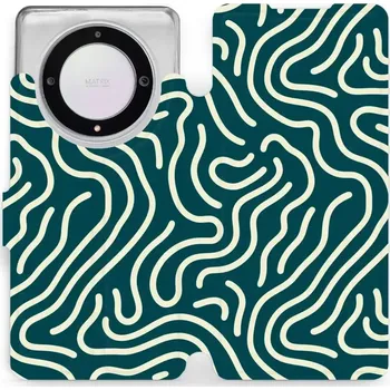 Pouzdro na mobilní telefon Flipové pouzdro Mobiwear - Honor Magic5 Lite 5G - VA61S Béžové linky - VÝPRODEJ (Knížkové flip pouzdro, obal, kryt na mobil Honor Magic5 Lite 5G - VA61S Béžové linky, materiál Umělá kůže + TPU - ochrana 360°, stojánek, silikonová vanička, magnetické)