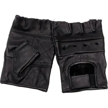 Rukavice MFH int. comp. Rukavice bez prstů kožené ČERNÉ S ČERNÁ - BLACK