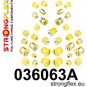 Silentblok nápravy 036063A: Strongflex Kompletní sada polyuretanových silentbloků pro zavěšení varianta SPORT 30mm 18mm + Yellow