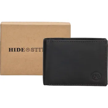 Peněženka Hide & stitches Japura kožená peněženka v krabičce - černá 20413
