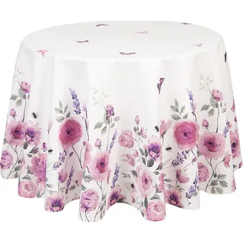 ubrus Kulatý bavlněný ubrus Roses and butterflies – Ø 170 cm