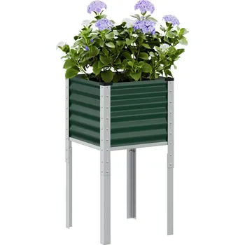 Truhlík Zahradní květináč zelený 45 x 45 x 88 cm ocelový - 8721102641985
