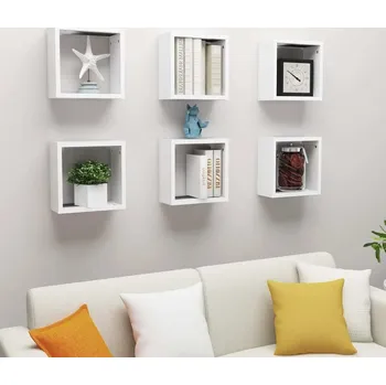 police vidaXL Nástěnné police kostky 6 ks 30x15x30 cm kompozit [815884] Barva: Bílá