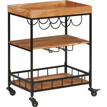 Servírovací stolek Barový vozík 60 x 40 x 80 cm masivní akáciové dřevo a železo - 8721012161108
